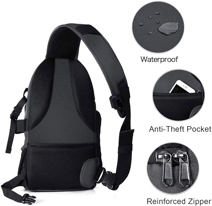 MOSISO Camera Sling Bag, DSLR/SLR/Mirrorless Camera Case Camera Backpack | Shockproof Photography Bag with Tripod Holder&Removable Modular Inserts Compatible with Canon/Nikon/Sony/Fuji, Space Gray - Image 4