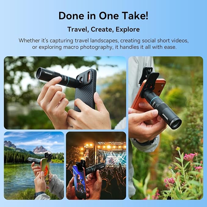 APEXEL 10X Tele-Macro Pro Dual Lens 2-in-1 for iPhone | Clip-On Telephoto & Macro Lens for Samsung/Android | 10x Zoom for Concerts, Travel, and Outdoor Exploration | Pro Photography - Image 5