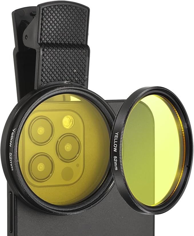 PATIKIL 52mm Phone Camera Lens, Clip-On Full Color Filter Circular Polarizing Lens for Most Smart Phones and DSLR Cameras, Yellow by PATIKIL