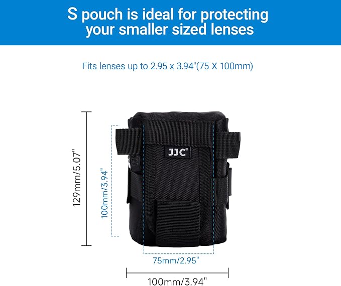 JJC Premium Camera Lens Case for Fuji XC 16-50mm, XF 18-55mm Lens | for Nikkor AF-S 50mm/18-55mm Lens, Canon EF 50mm/18-55mm Lens,water-resistant, 10mm Thick foam, Fits lens ≤2.95 x 3.93" - Image 3