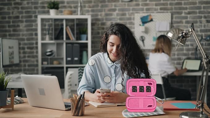 Comecase Dual SSD Case for SanDisk Extreme Portable SSD and Extreme PRO | Holds 2 Drives & 12 SD Cards, Elastic Strap Fit 500GB/1TB/2TB/4TB/8TB, Cable Groove & Carabiner for Travel,Rose Red, Box Only - Image 9