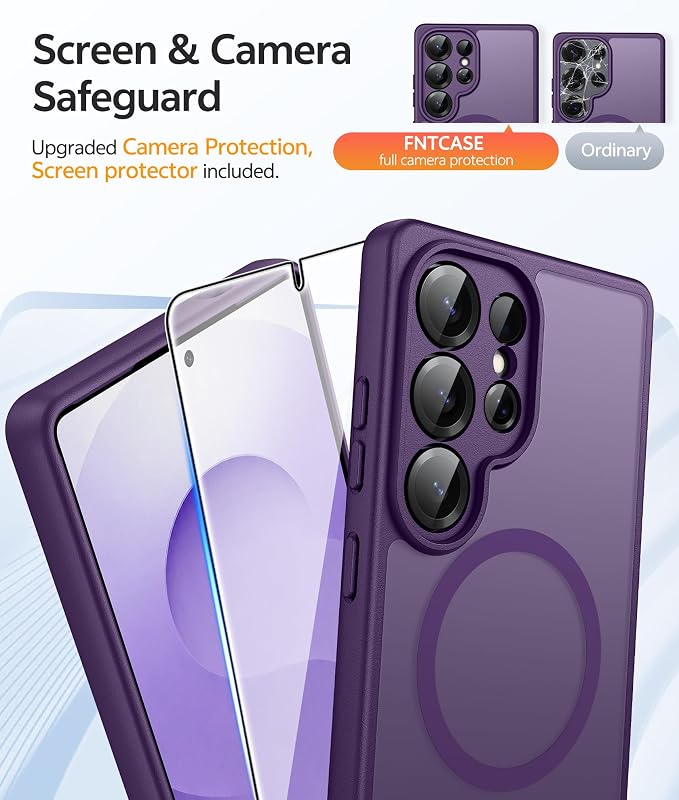 FNTCASE for Samsung Galaxy S25 Ultra Case, Compatible with Magsafe Purple | Screen Protector, Full Camera Protection, Translucent Matte, 14FT Military Grade Drop Proof, Protective Phone Cover - Image 4