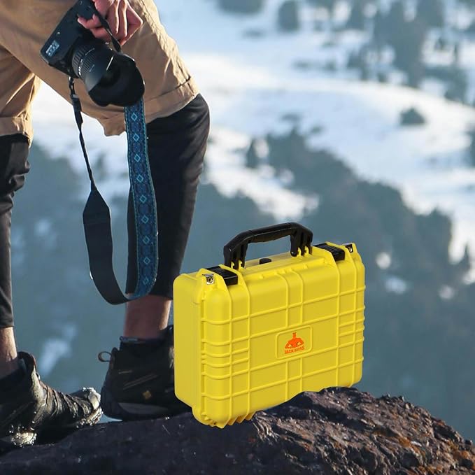 Jack Boss Waterproof Hard Camera Case with Pre-cut Foam,Yellow | Portable Protective Hard Shell Case With Updated Plastic Material,Fit Drones,Camera,Equipments,16x12.8x6.8 Inch - Image 8