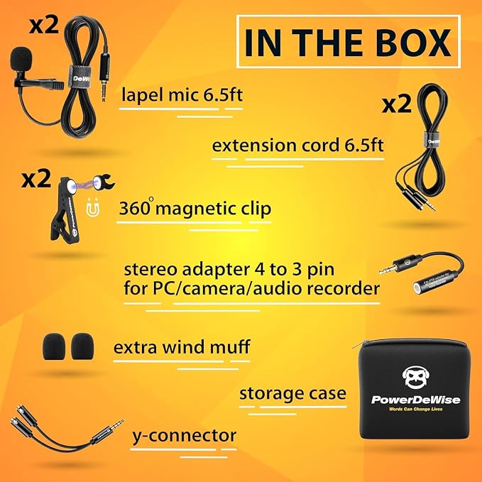 Dual Lavalier Microphone Set for iPhone, Android & Camera – Professional Clip-On Lapel Microphones for Interviews, Podcasting, YouTube, Video Recording, Vlogging & Online Teaching - Image 5