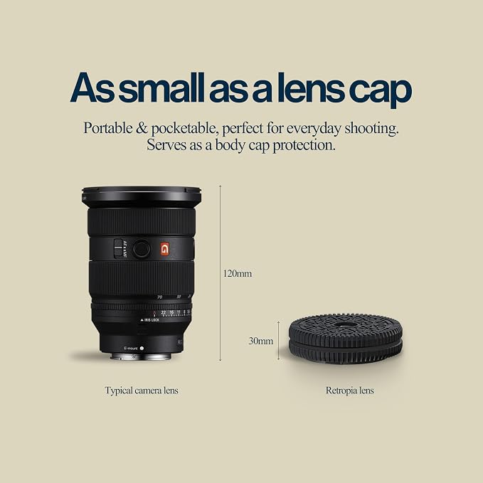 Retropia Repurposed Disposable Camera Mirrorless Lens | Unlimited Instant Film-Look Photos | Compact Pancake Lens, 32mm Focal Length & Fixed f/11 Aperture (Leica M-Mount Mirrorless Compatible) - Image 5