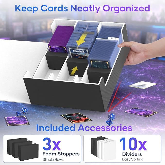 Mlikero Card Deck Case for Trading Cards 1800+, Trading Card Storage Box Fits Toploader and Magnetic Card Holder, Leather Magnetic Closure Deck Box Fit for MTG, TCG - Image 4