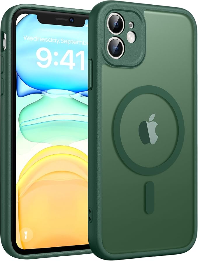 FNTCASE for iPhone 11 Phone Case, Fit for Magsafe, Full Camera Protection | Translucent Matte Back, Strong Magnetic Charging,14FT Military Grade Drop-proof, Anti Slip, Green by FNTCASE