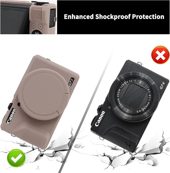 VOVMOEYA Camera Case for Canon Powershot G7 X Mark III with 2PCS Screen Protector,Full Pritection Soft G7X III Silicone Case Detachable Lens Cover Protective Cover for Canon G7XIII G7X3-Grey - Image 4