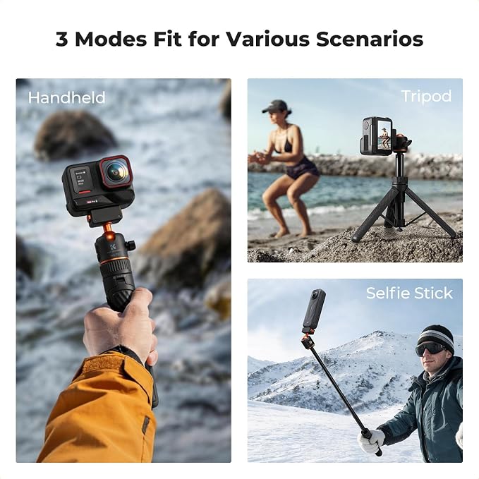 K&F CONCEPT Magnetic Quick Release Tripod for Insta360 X5/X6/Ace Pro 2 | 26" Tap-Open Tripod 360° Ball Head Extension Rod Table Portable Handle Grip Selfie Stick, Vlogging Stand, MS72 - Image 8