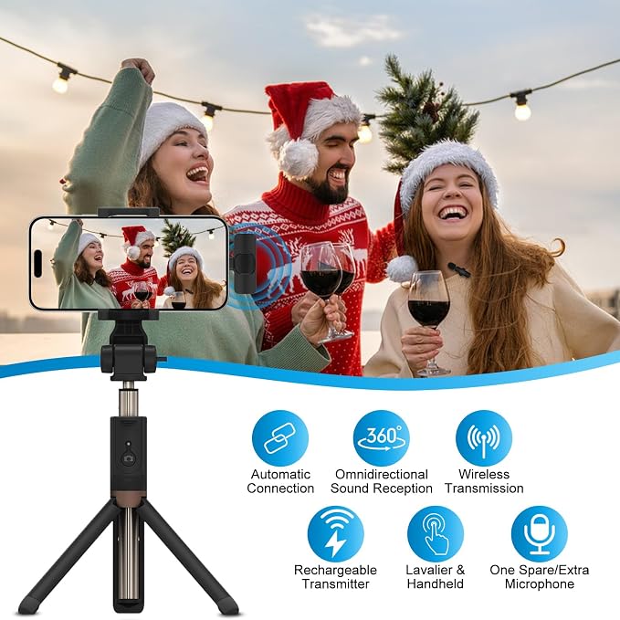 USB C Wireless Lavalier Microphone for iPhone 17 16 Pro Max 16e 15,Samsung | Galaxy S26 S25 A16 S24,Noise Reduction Mini Lapel Mic Clip on,Lav Mic on Video Recording,Tiktok,Youtube,Vlog,Live Streaming - Image 5