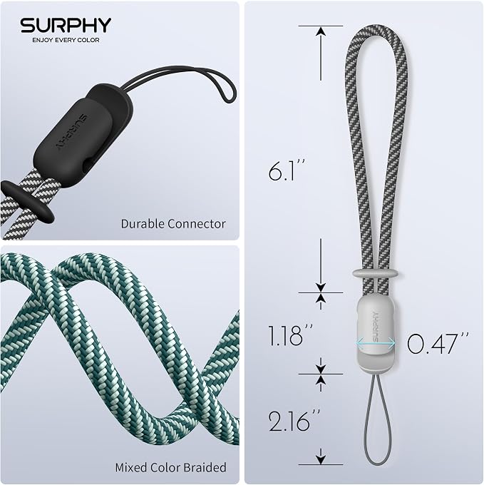SURPHY 3 Pack Phone Wrist Strap, Phone Lanyard with Cellphone Tether Tab | Phone Strap Charm, Camera Wrist Strap with 2-Color Braided, Phone Wristlet, Wrist Lanyard for Case - Image 7