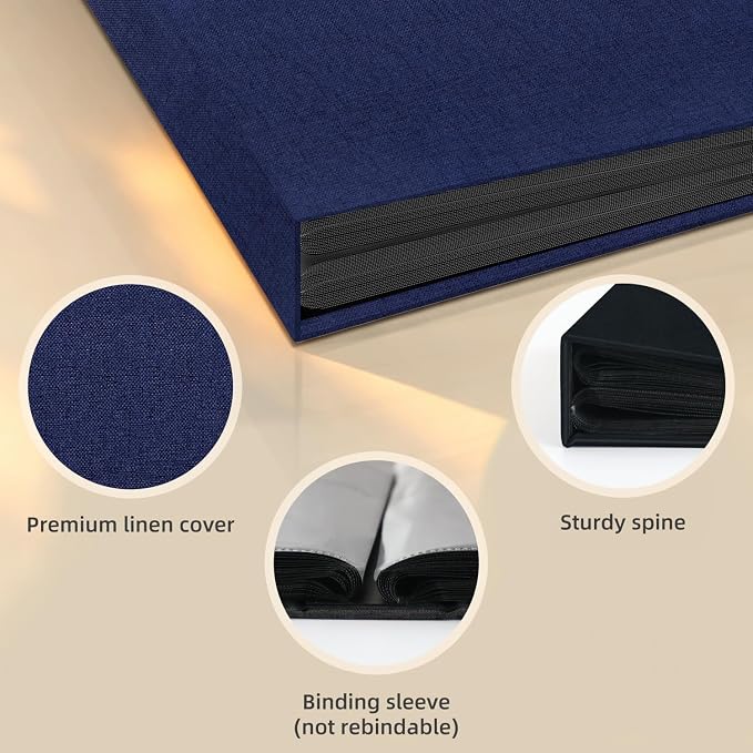 Popotop Photo Album 4x6 48 Pockets for Wedding Gifts,Linen Hardcover Picture Albums for Family Anniversary Baby Vacation Pictures - Image 4