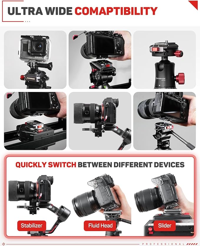 IFOOTAGE Q38 Quick Release Plate Camera Tripod Mount Adapter | QR Adapter with 1/4" Screw Compatible with Sony Canon DSLR Cameras, Tripods Monopods Sliders Stabilizers Monitors - Image 5