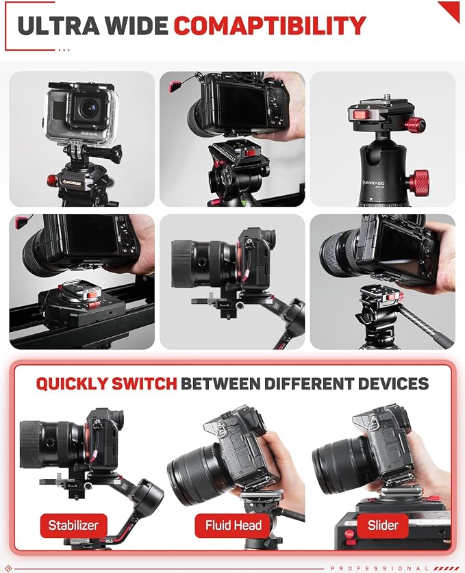 IFOOTAGE Q38-PL Quick Release Plate Camera QR Adapter | Tripod Mount Quick Release Plate with 1/4" Screw, Camera QR Adapter for Fast Mounting and Secure Connection - Image 2