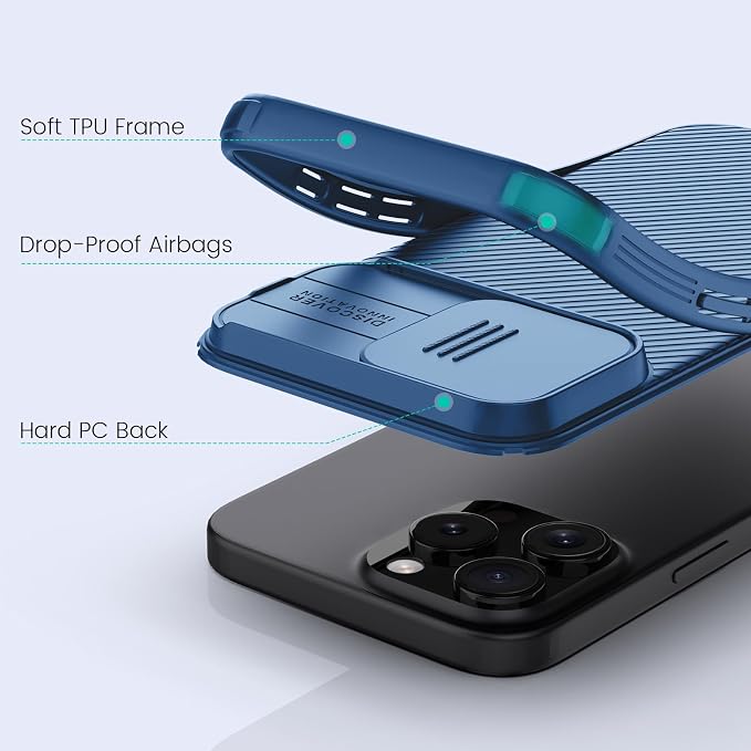 Nillkin Magnetic for iPhone 16 Pro Max Case, Upgraded Slide Camera Cover, Compatible with Magsafe, Slim Shockproof Protective Phone Case for 16 Pro Max 6.9 inch, Blue - Image 5
