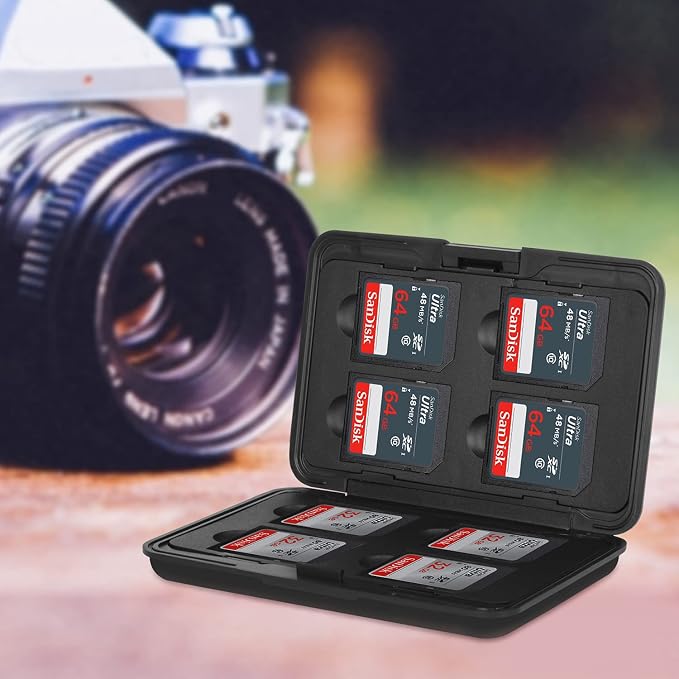 Aluminum Shock Resistant Carrying Box Holder Memory Card Storage Box Case Holder 8 Slots for SD SDHC MMC Micro SD TF Cards (Black) - Image 7