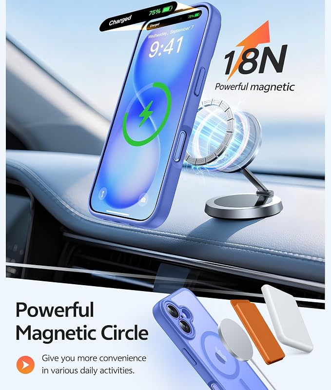 FNTCASE for iPhone 16 Plus Case, Fit for Magsafe, Screen Protector | Full Camera Protection, Translucent Matte, 14FT Military Grade Drop Proof, Shockproof Protective Phone Cover,Ultramarine - Image 3