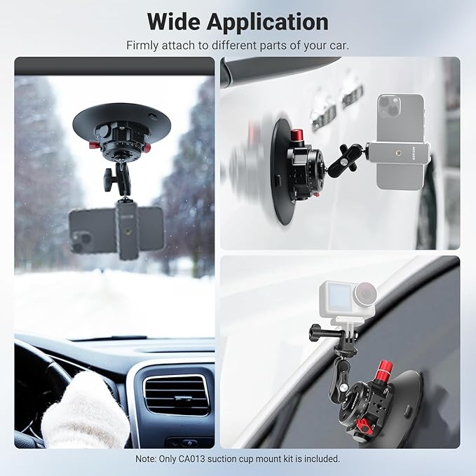 NEEWER 6"/15.2cm Camera Suction Cup Mount with Ball Head Magic Arm, Metal Suction Cup Mount on Car Windshield Dash for Camera/Action Camera/Phone Holder, with 1/4" & 3/8" Mounting Holes for ARRI - Image 4