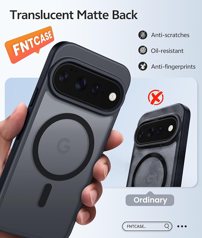 FNTCASE for Google Pixel 11 Pro Case / Pixel 11 Case, with Screen Protector | Fit for Magsafe, Translucent Matte, 14FT Military Grade Drop Protection, Shockproof Protective Phone Cover, Black - Image 7