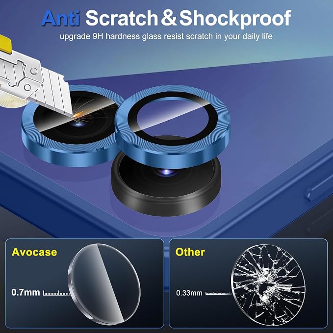 for Samsung Galaxy Z Flip 7 Camera Lens Protector, Individual Metal Ring Tempered Glass Lens Cover, [Strong Adsorption] Scratch Resistant Ultra-Thin HD Clear Lens Cover, 1 Set-Blue Shadow - Image 3