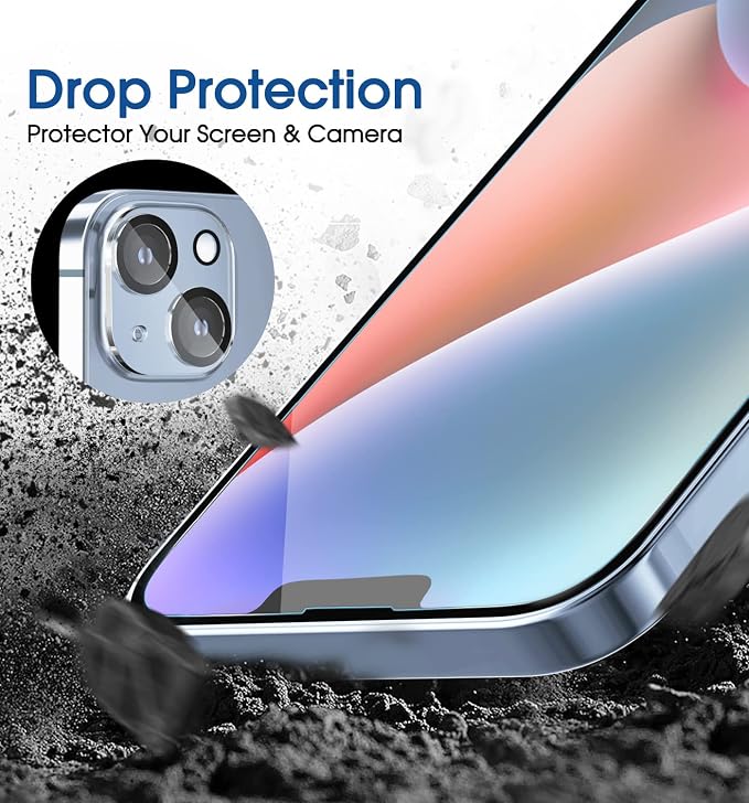 amFilm OneTouch for iPhone 14 Screen Protector 6.1'' Tempered Glass | Auto-Alignment, 30s Install, Bubble Free, Scratch & Drop Protection, HD Clear, Camera Lens Protector[2+2 Pack] (14-6.1'') - Image 4