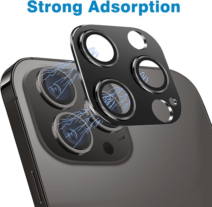 for iPhone 15 Pro and iPhone 15 Pro Max Camera Lens Protector, Anti-Scratch Tempered Glass Len Screen Protector Shockproof Full Protective Camera Cover Case Friendly Lens Cover-Black - Image 4