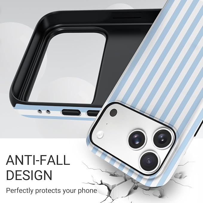 TPU Phone Case for iPhone 17 Pro, MagSafe Wireless Charging Compatible, Shockproof Slim Fit Protective Cover with Anti-Yellowing & Raised Camera Protection (Blue Stripe, iPhone 17 Pro(6.3")) - Image 5