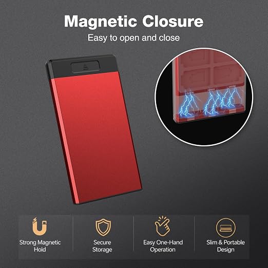 HEIYING Switch Game Case with 40 Precise Slots for Switch 2 / Micro SD Card | Portable Game Card Case, Metal Shell with Soft Silicone Lining, Precise Slots, Magnetic Closure for Easy Storage & Access - Image 3