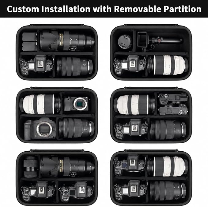 Camera Case for Canon/for Sony/for Nikon DSLR SLR Cameras, Large Capacity | T7/R50/R6 Mark II/R100,Alpha 7 IV/ZV-E10/A6400/A6700/A6100,D7500,Lens/ Battery/Tripod Bag, Shoulder Strap, Box Only, JetBlack - Image 4
