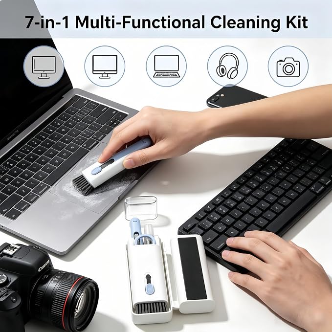 Keyboard Cleaning kit - 7 in 1, Keyboard Cleaner, Multifunction Brush with Key Extractor for Headphones, Keyboards, displays and Smartphones (with Cleaning Liquid Included) - Image 5