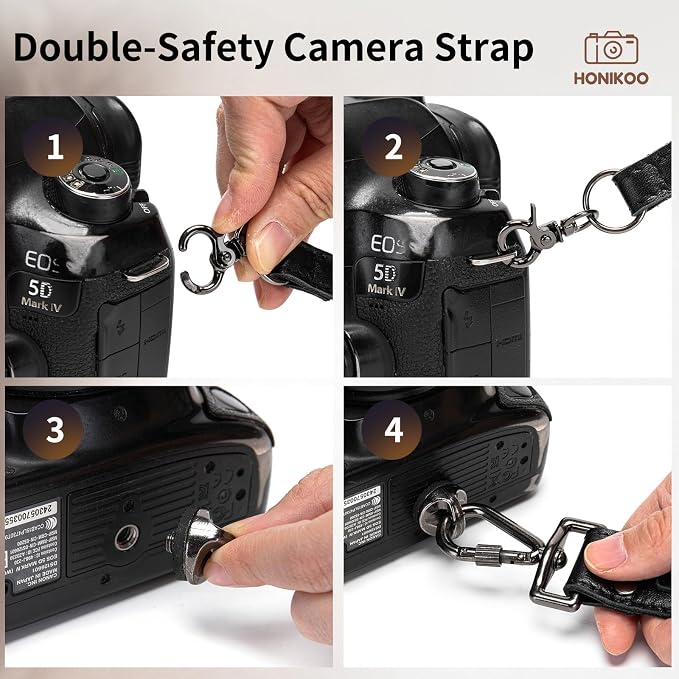 Dual Camera Harness Leather Camera Straps for Photographers for DSLR/SLR | Camera Holster Camera Harness for Photographers Leather Harness Camera Belt Spider Holster Camera Belt Camera Neck Strap - Image 6