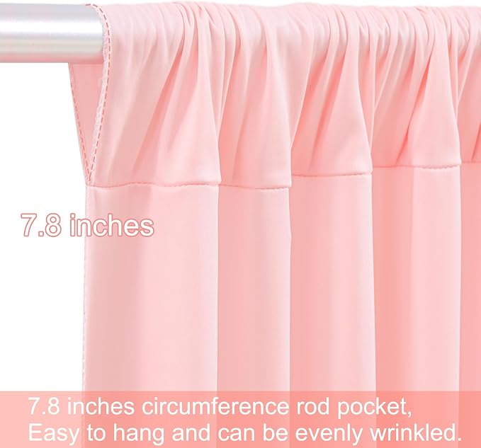 10 Panels Blush Pink Backdrop Curtains for Wedding Party Wrinkle Free Backdrops Curtain Drapes Fabric Decorations Photo Back Drop Cloth for Baby Shower Photography Stage Reception 50ft(W) x 12ft(H) - Image 8