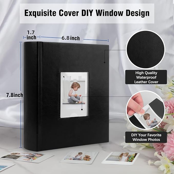 Veicevol 180 Pockets Photo Album for Fujifilm Instax Mini Camera, Black | Photo Album with Writing Space for Polaroid, Leather Cover, Secure Storage, Capture Every Story, Collect Precious Moments - Image 3