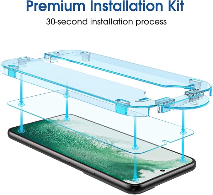 amFilm OneTouch for Samsung Galaxy S22 Screen Protector Tempered Glass | Auto-Alignment, 30s Install, Bubble Free, Scratch & Drop Protection, HD Clear, Camera Lens Protector, 2+2 Pack (S22-6.1'') - Image 3