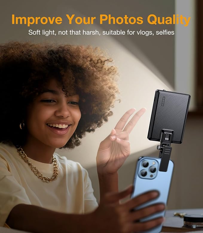 Coolpow Portable Selfie Light【84 LED】Rechargeable Phone Fill Lights with Clip【3 Light Modes】Portable Led Clip on Light for iPhone/Tablet/Laptop CRI97+ Perfect for Selfies Makeup TikTok Video Recording - Image 7