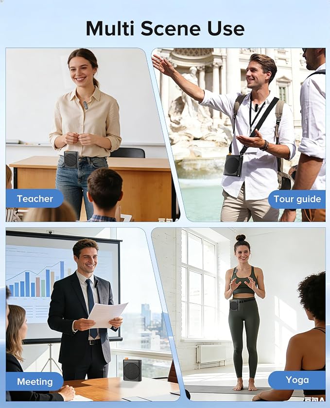 Voice Amplifier for Teachers with 2 Magnetic Lavalier Mics, Black | Bluetooth Portable Rechargeable Speaker for Classroom, Meetings, Tour Guide Speeches, Public Speaking, Coaches, PA System - Image 7