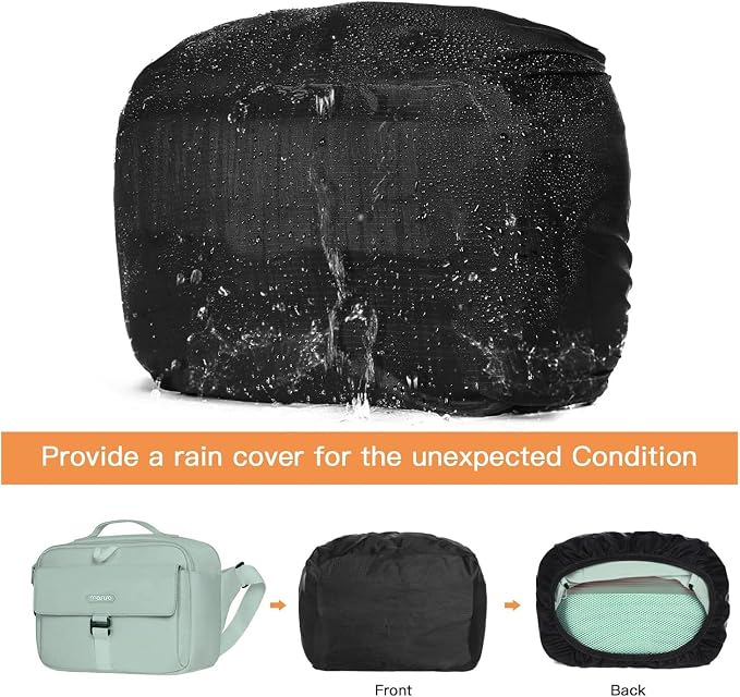 MOSISO Camera Shoulder Bag Camera Case Crossbody Sling Purse, Antique Green | DSLR/SLR/Mirrorless Compact Padded Photography Handbag with Rain Cover Compatible with Canon/Nikon/Sony Cameras and Lenses - Image 5