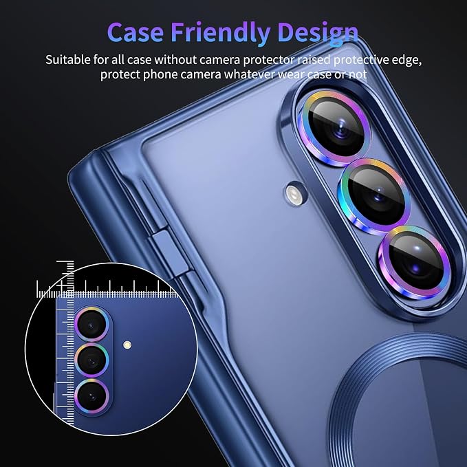 Camera Lens Protector for Samsung Galaxy Z Fold 7,1 Pack | Tempered Metal Glass Camera Cover, HD Clear Anti-Scratch Lens Screen Protector Film,Case Friendly,Colorful Titanium - Image 7