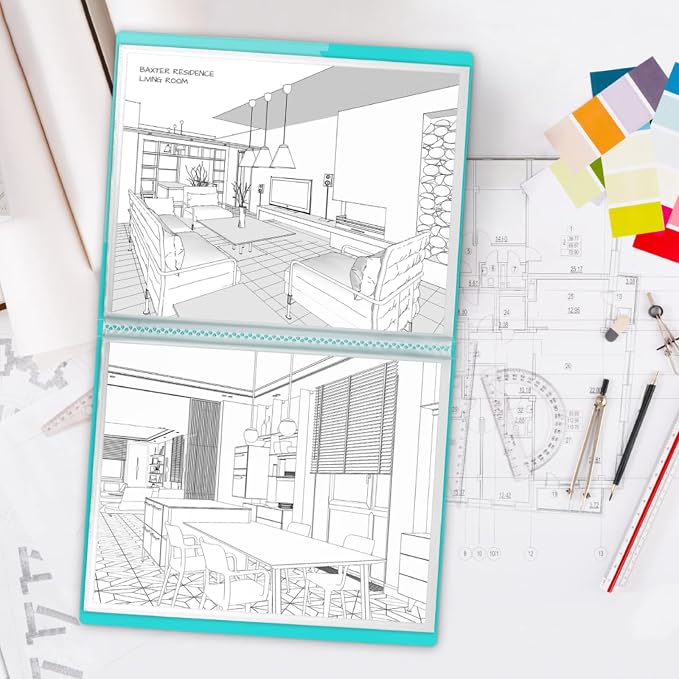 Dunwell 11x14 Art Portfolio Binder, 24 Pockets, Acid-Free, Aqua | Clear Plastic Sleeves, Presentation Book, For Documents, Certificates & School Artwork - Image 9