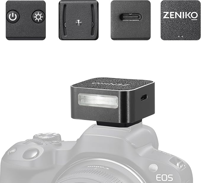 ZENIKO ZF04 Mini Flash,Manual Speedlite for Single Hot Shoe Cameras(Black) | 20g compact flash,dual power,372 flashes,1/200s sync,metal shell,ideal for portrait vlog street macro indoor shooting by ZENIKO