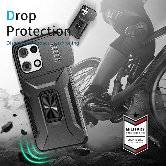 for Moto G 5G 2025 Case,with Sliding Camera Lens Cover,HD Screen Protector,360° Rotating Ring Kickstand,AYMECL Military-Grade Shockproof Protective Cover for Motorola Moto G 5G 2025,Black - Image 7