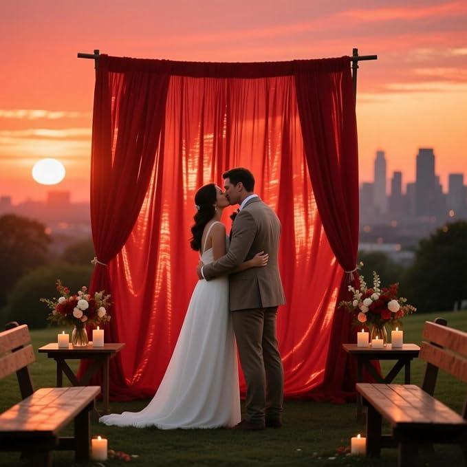 10ft x 10ft Red Backdrop Curtains for Parties, Polyester Fabric Backdrop Drapes with Rod Pockets for Weddings, Birthday, Halloween, Photography, Christmas Party Background Curtain, 2 Panels - Image 5