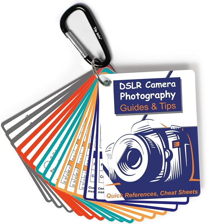 DSLR Cheat Sheet Photography Accessories Camera Accessories for Canon Nikon Sony Photography Gifts for Photographer Quick Reference Cards Guides Tips Settings Exposure Modes Composition And More 4×3in by Tip+Info
