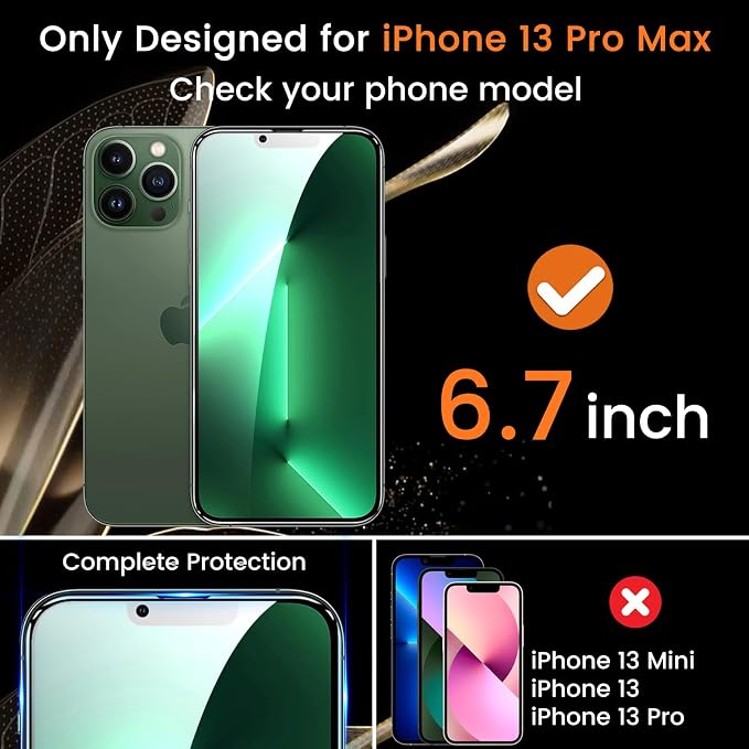 Lesakit 3+3 Pack Privacy Screen Protector for iPhone 13 Pro Max 6.7-Inch with 3 Pack Camera Lens Protector, Anti Spy Tempered Glass Film 9H Hardness Bubble Free Case Friendly - Image 2