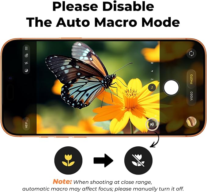 Phone Camera Lens Kit 2 in 1, 0.45X Wide Angle Lens+ 12.5X Macro Lens, Cell Phone Len Attachments Accessory for iPhone, for Samsung, for Android Smartphone - Image 2