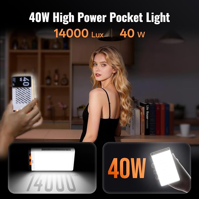 ZHIYUN FIVERAY M40 Video Light [Official] 40W Portable Camera Light | LED Panel DSLR Photography Lighting 14000 Lux, CRI/TLCI 96+ 2700-6200K, 320g Lighting Setup for YouTube, TikTok - Image 4