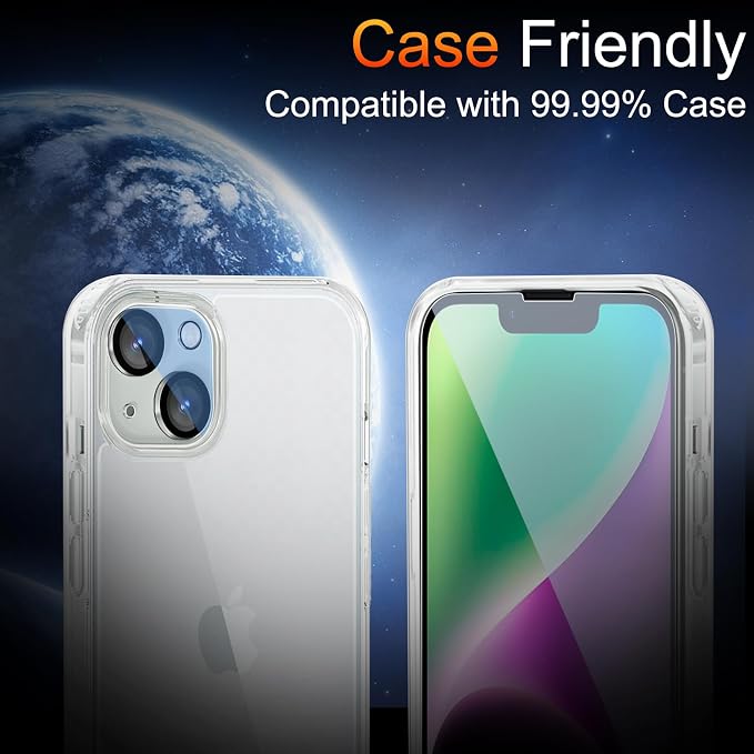 TZGZT 3 Pack Screen Protector for iPhone 14, Tempered Glass, Case Friendly | 9H+ Hardness, Military Grade Shatterproof, Anti-Scratch, HD, Easy Installation, Bubble Free, Include Camera Lens Protectors - Image 7
