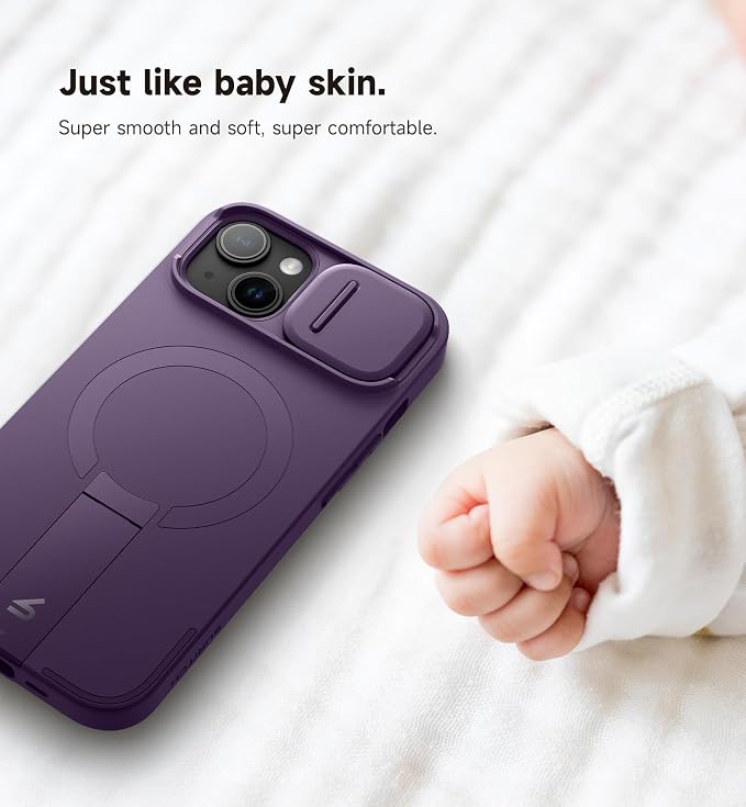SURITCH for iPhone 13/14 Case with Magnetic Camera Slide Cover and Adjustable Kickstand, Compatible with MagSafe, Shockproof Bumper Case Slim Protective Cover for iPhone 13/14 6.1 Inch, Dark Purple - Image 7