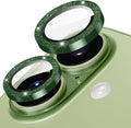 Suoman for iPhone 17 Camera Lens Protector, Bling Glitter Independent Metal Crystal Tempered Glass Camera Lens Cover [Strong-Adhesion][Does not Affect Night Shots] -Green by Suoman