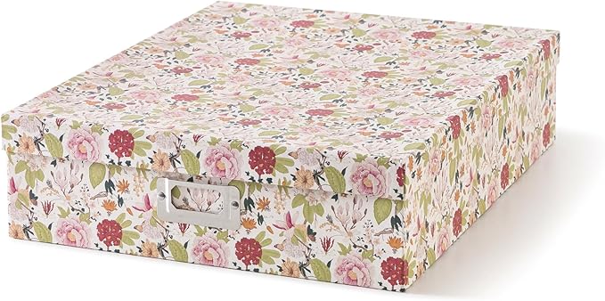 Soul & Lane - Photo Memory Storage Box, 14.8x13x3.7 In, Vintage Floral | Large Scrapbook Keepsake Organizer with Lid, Decorative Cardboard Album Storage for Photos, Letters and Memorabilia by SoulLane
